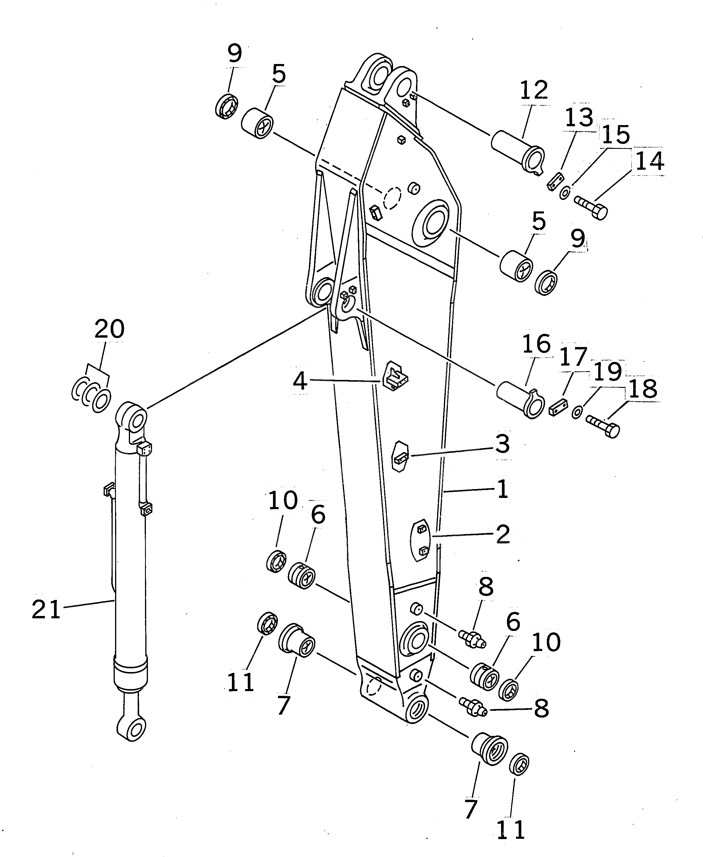 Схема запчастей Komatsu PC400LC-6 - РУКОЯТЬ (.M) (РУКОЯТЬ И ЦИЛИНДР КОВША) (С ДОПОЛН. ГИДРОЛИНИЕЙ) РАБОЧЕЕ ОБОРУДОВАНИЕ