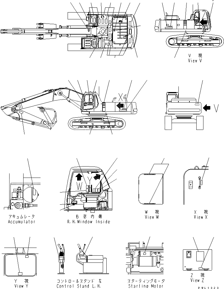 Схема запчастей Komatsu PC400LC-6 - ТАБЛИЧКИ (АНГЛ.)(№-) МАРКИРОВКА