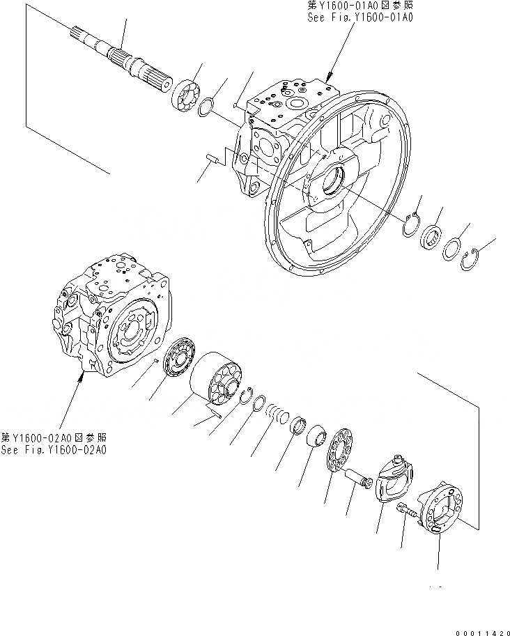 Схема запчастей Komatsu PC400LC-7-M1 - ОСНОВН. НАСОС (/) ОСНОВН. КОМПОНЕНТЫ И РЕМКОМПЛЕКТЫ