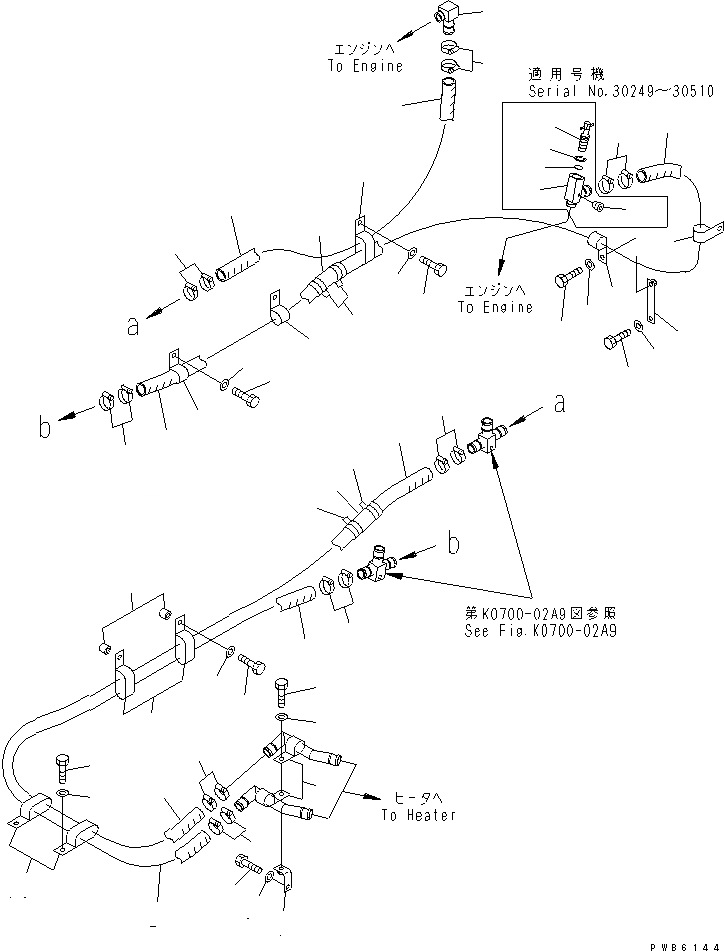Схема запчастей Komatsu PC400LC-6Z - ОБОГРЕВАТЕЛЬ. (ШЛАНГИ) (/)(№9-) КАБИНА ОПЕРАТОРА И СИСТЕМА УПРАВЛЕНИЯ