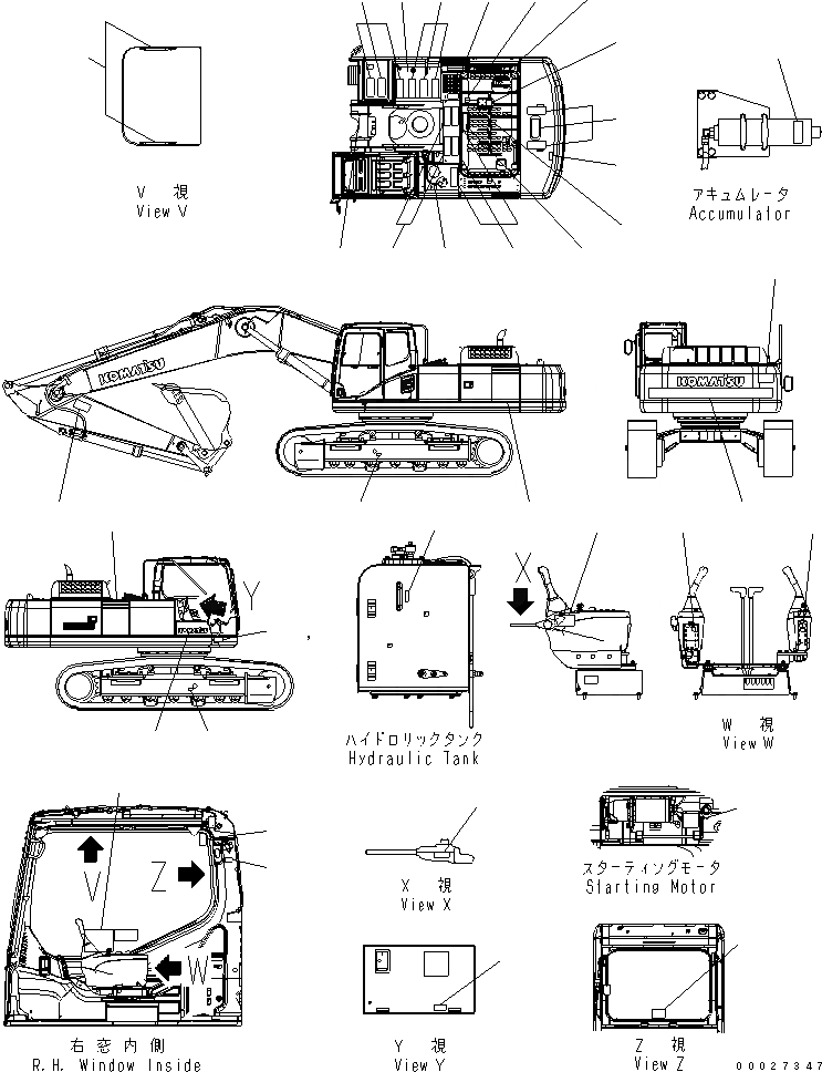 Схема запчастей Komatsu PC400LC-7 - MARKS И ТАБЛИЧКИS (РОССИЯ) (PICTORIAL) (LC)(№-) МАРКИРОВКА