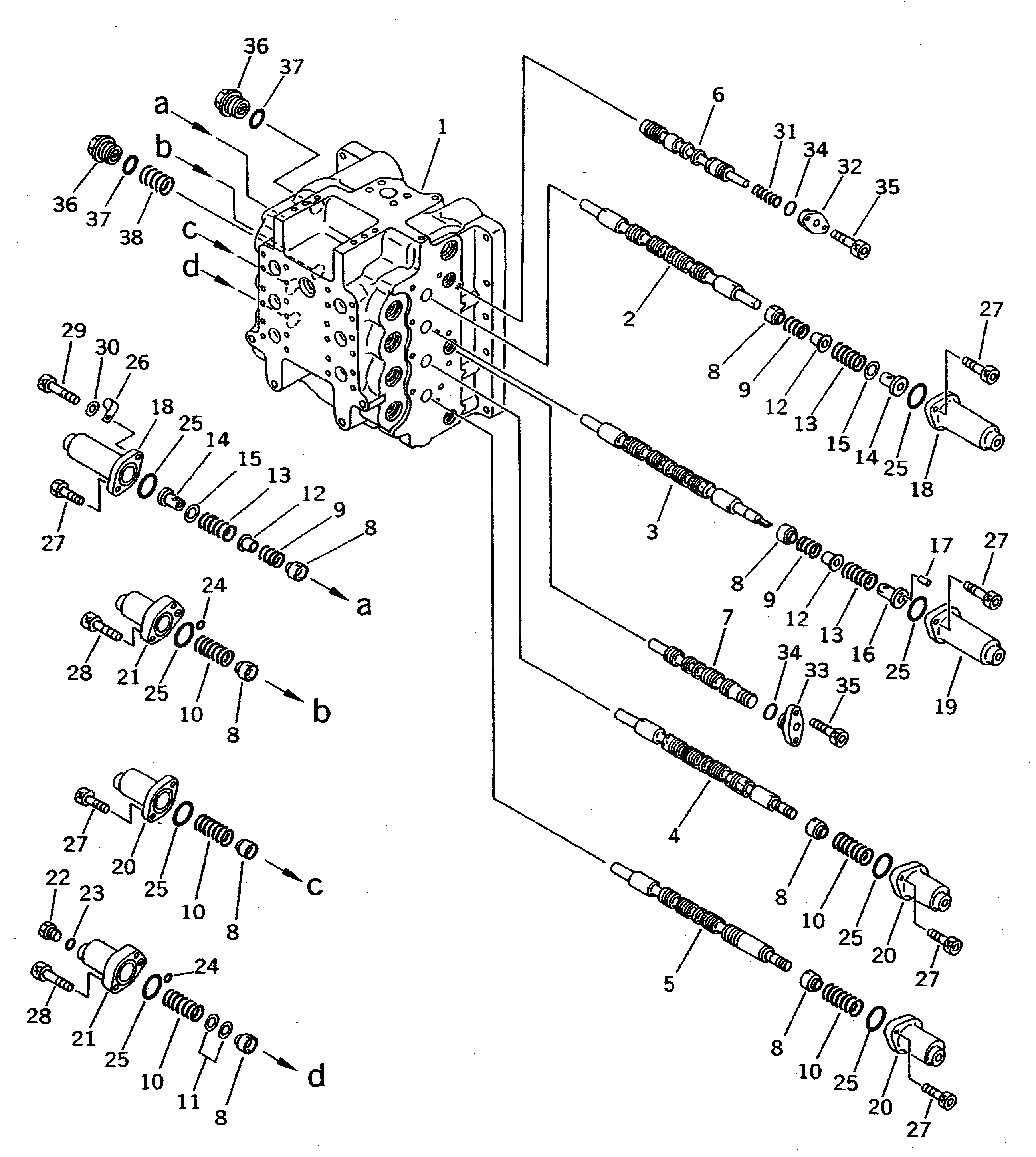 Схема запчастей Komatsu PC400LC-5 - УПРАВЛЯЮЩ. КЛАПАН (/7) (ДЛЯ ПОГРУЗ.) УПРАВЛ-Е РАБОЧИМ ОБОРУДОВАНИЕМ