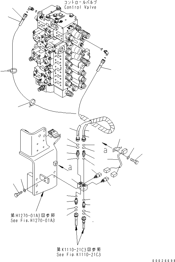 Схема запчастей Komatsu PC400LC-7 - КЛАПАН PPCТРУБЫ (БЛОК) ( АКТУАТОР) (СПЕЦ-Я -40С) ГИДРАВЛИКА