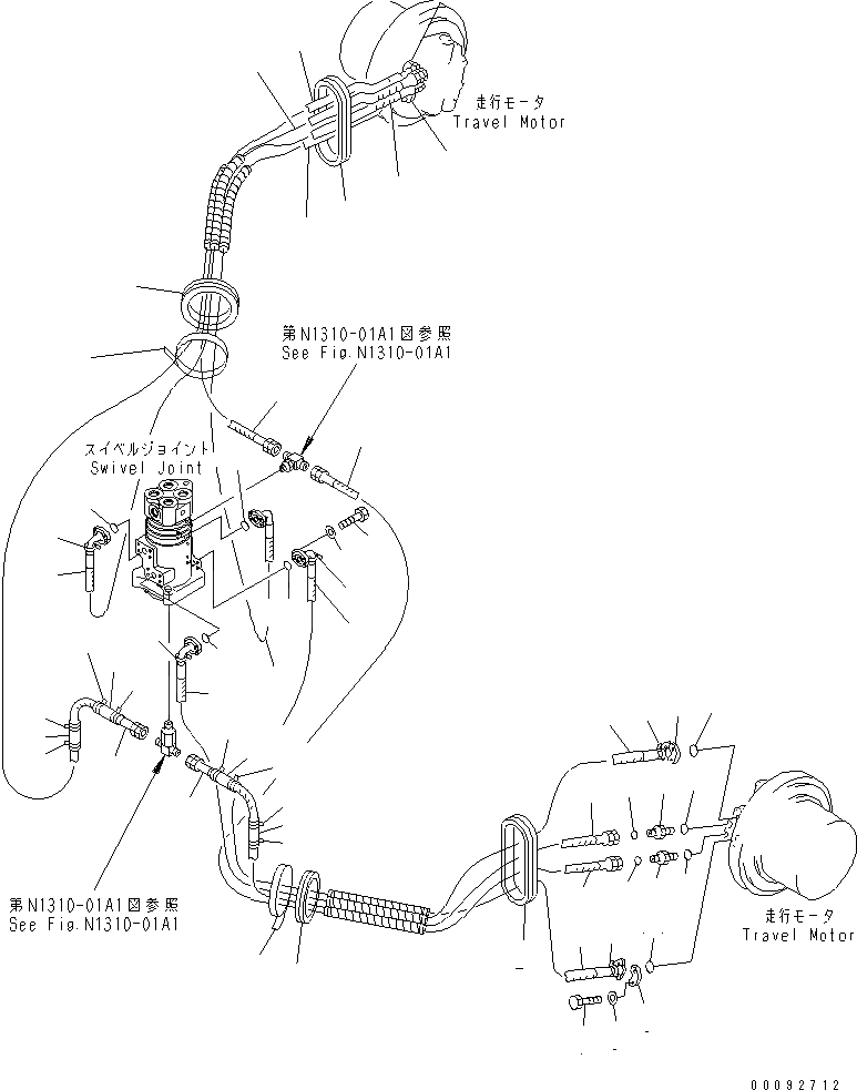 Схема запчастей Komatsu PC400LC-7 - ГИДРОЛИНИЯ ХОДА(СПЕЦ-Я -40С)(№9-) НИЖНЯЯ ГИДРОЛИНИЯ И ЛИНИЯ ХОДА