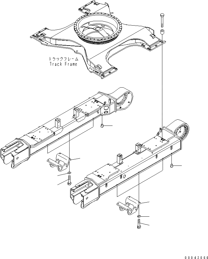 Схема запчастей Komatsu PC400LC-8 - ГУСЕНИЧНАЯ РАМА (РЕГУЛЯТОР) (ЦЕНТРАЛЬН. ЗАЩИТА)(№7-) ХОДОВАЯ