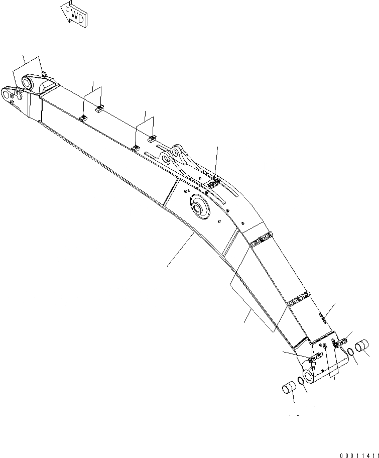 Схема запчастей Komatsu PC400LC-8 - СТРЕЛА (7.M СТРЕЛА) ( ЧАС. СИСТ. СМАЗКИ ТИП)(№7-) РАБОЧЕЕ ОБОРУДОВАНИЕ