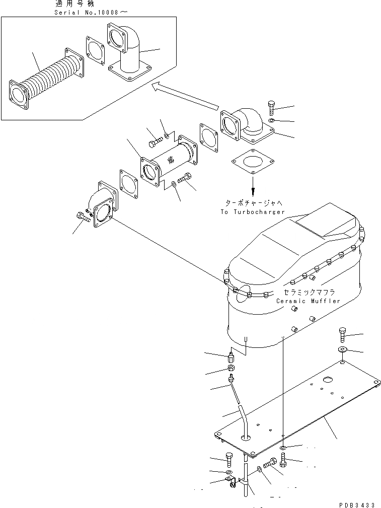 Схема запчастей Komatsu PC400ST-6 - КЕРАМИЧ. ГЛУШИТЕЛЬ(№-) КОМПОНЕНТЫ ДВИГАТЕЛЯ