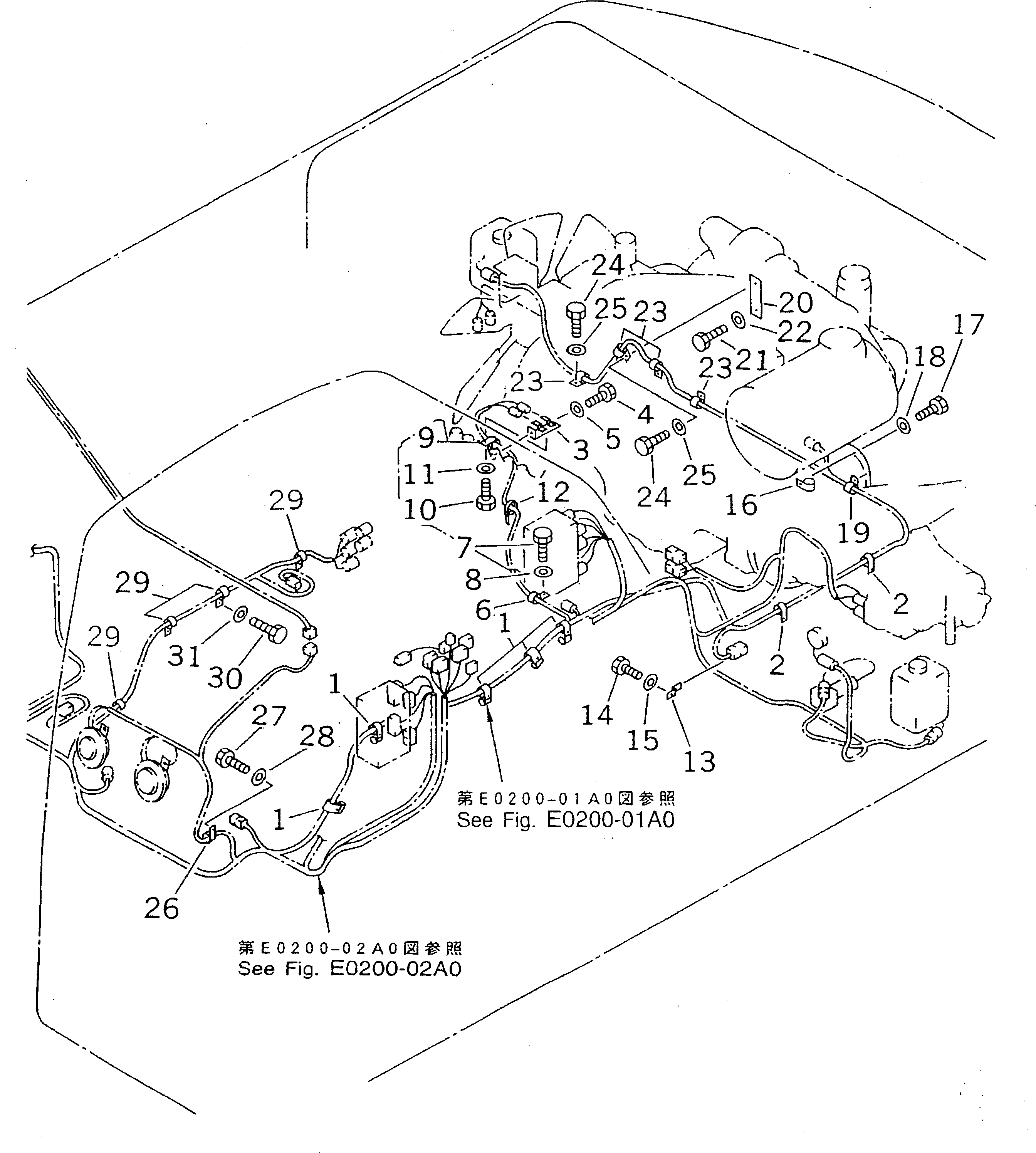 Схема запчастей Komatsu PC400ST-6 - ЭЛЕКТРОПРОВОДКА (ОСНОВН. Э/ПРОВОДКА) (КРЕПЛЕНИЕ) (ВЫС. КРЕПЛЕНИЕ)(№-) ЭЛЕКТРИКА