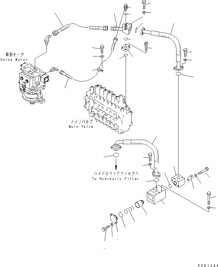 Схема запчастей Komatsu PC400ST-6 - ВОЗВРАТНАЯ ЛИНИЯ(№-) ГИДРАВЛИКА