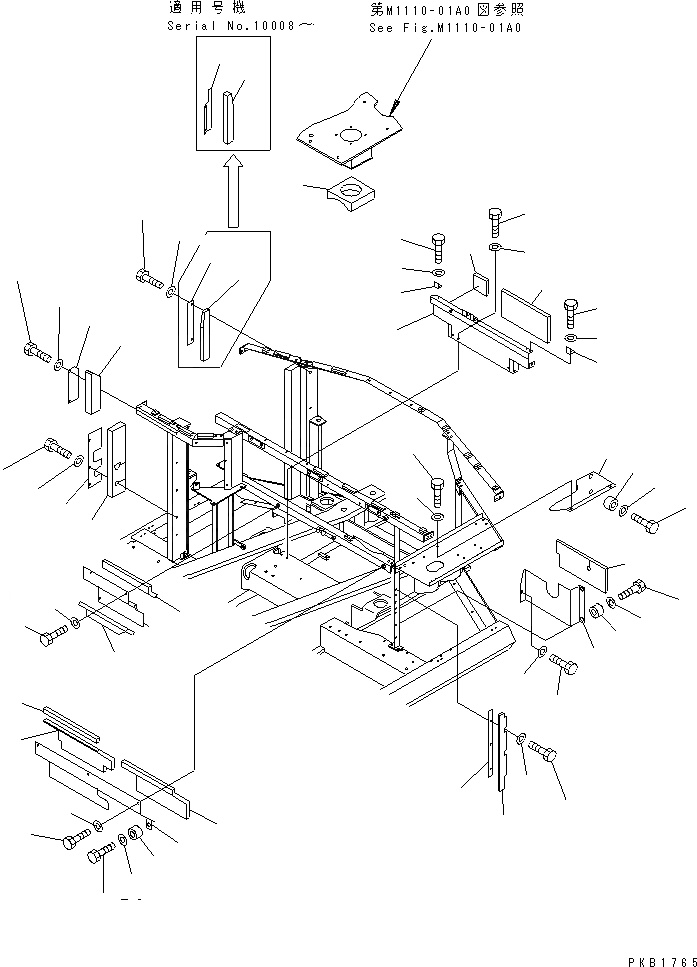 Схема запчастей Komatsu PC400ST-6 - ПЕРЕГОРОДКА. (КАБИНА) (ОТСЕК ДВИГАТЕЛЯ ПЕРЕДН.) ЧАСТИ КОРПУСА