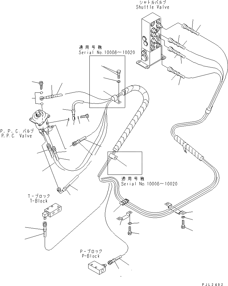 Схема запчастей Komatsu PC400ST-6LC - РАБОЧАЯ ЛИНИЯ PPC (ПАТРУБКИ ПРАВОЙ СТОЙКИ) (ВЫС. КРЕПЛЕНИЕ)(№-) КАБИНА ОПЕРАТОРА И СИСТЕМА УПРАВЛЕНИЯ