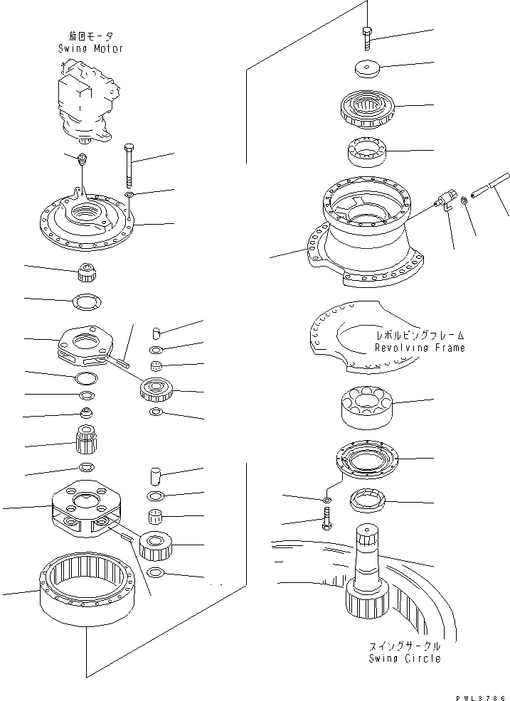 Схема запчастей Komatsu PC400ST-6LC - МЕХАНИЗМ ПОВОРОТА(№-) ПОВОРОТН. КРУГ И КОМПОНЕНТЫ
