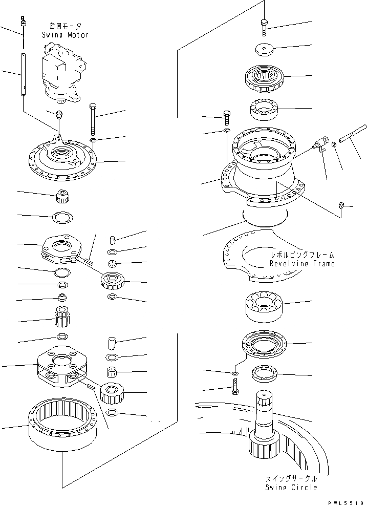 Схема запчастей Komatsu PC400ST-6LC - МЕХАНИЗМ ПОВОРОТА(№-) ПОВОРОТН. КРУГ И КОМПОНЕНТЫ