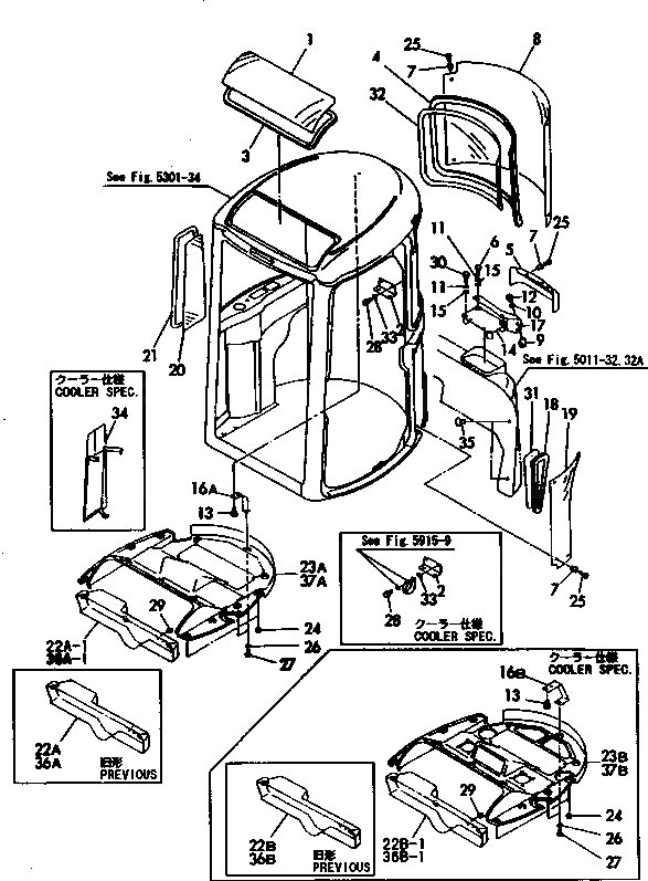 Схема запчастей Komatsu PC40FR-1 - КАБИНА (КОМПОНЕНТЫ) ЧАСТИ КОРПУСА