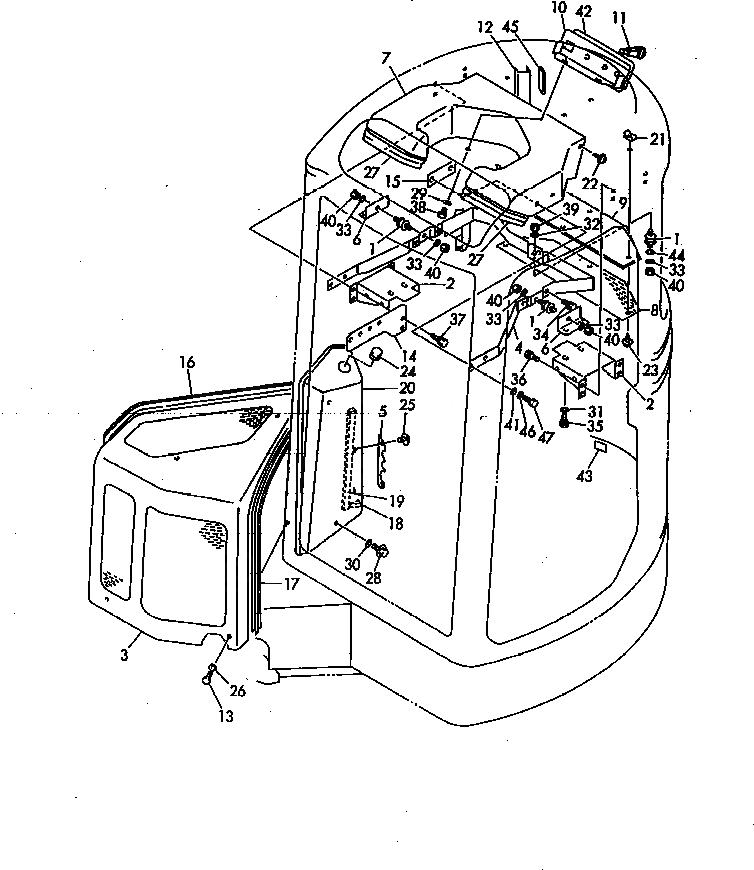 Схема запчастей Komatsu PC40FR-1 - КРЫШКА(ДЛЯ ОХЛАДИТЕЛЬ СПЕЦ-Я.) ЧАСТИ КОРПУСА