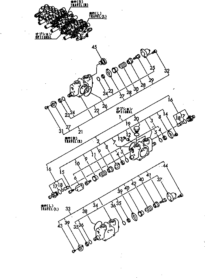 Схема запчастей Komatsu PC40FR-1 - УПРАВЛЯЮЩ. КЛАПАН (/) (ХОД И МЕХ-М ОТБОРА МОЩН-ТИ) УПРАВЛ-Е РАБОЧИМ ОБОРУДОВАНИЕМ