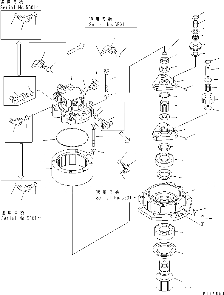 Схема запчастей Komatsu PC40MR-1 - МЕХАНИЗМ ПОВОРОТА (ВНУТР. ЧАСТИ) ПОВОРОТН. КРУГ И КОМПОНЕНТЫ