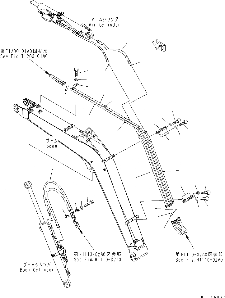 Схема запчастей Komatsu PC40MR-2-AC - ТРУБЫ СТРЕЛЫ (ШЛАНГИ) (ДЛЯ ПОДЪЕМА РУКОЯТИ) РАБОЧЕЕ ОБОРУДОВАНИЕ
