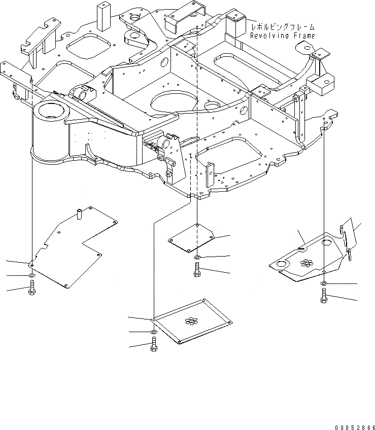 Схема запчастей Komatsu PC40MR-2 - НИЖН. КРЫШКА (ДЛЯ ВЕРХН. ВЫХЛ. ТРУБЫ) ЧАСТИ КОРПУСА