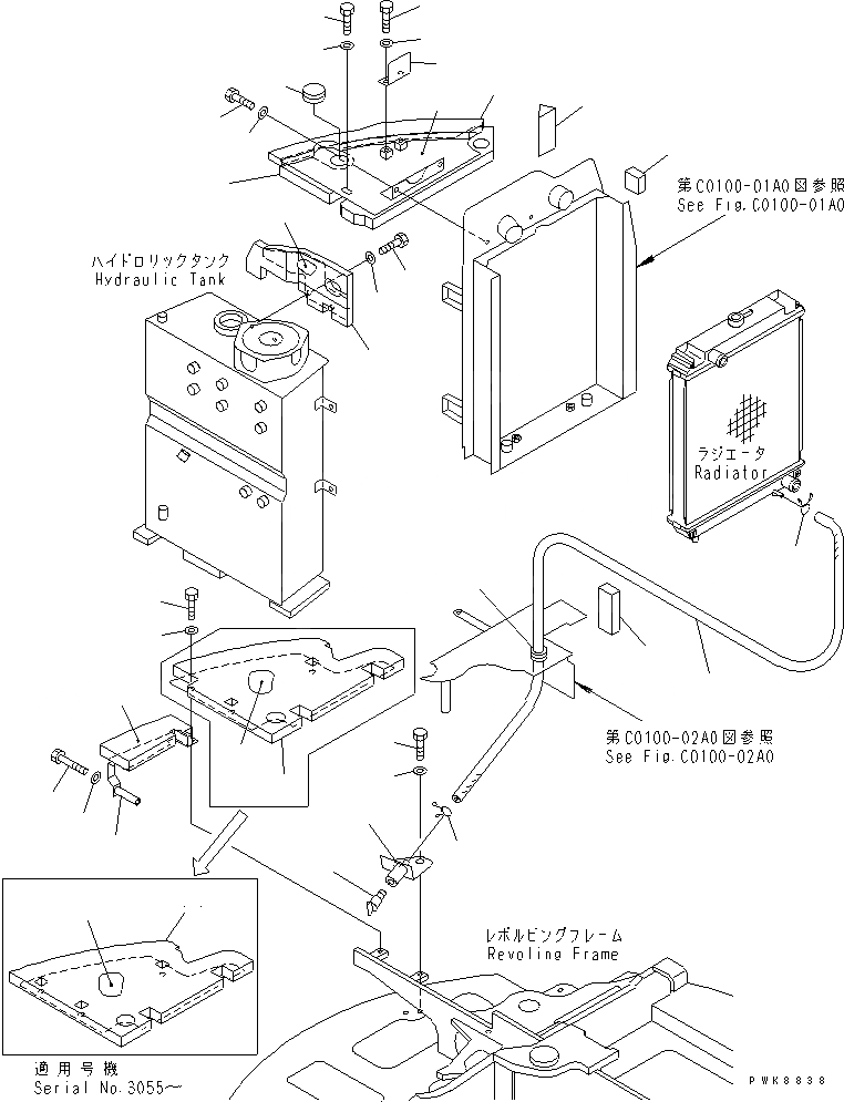 Схема запчастей Komatsu PC40MRX-1 - ОХЛАЖД-Е (ЩИТКИ И COVER) (ДЛЯ СИГНАЛ ХОДА) СИСТЕМА ОХЛАЖДЕНИЯ