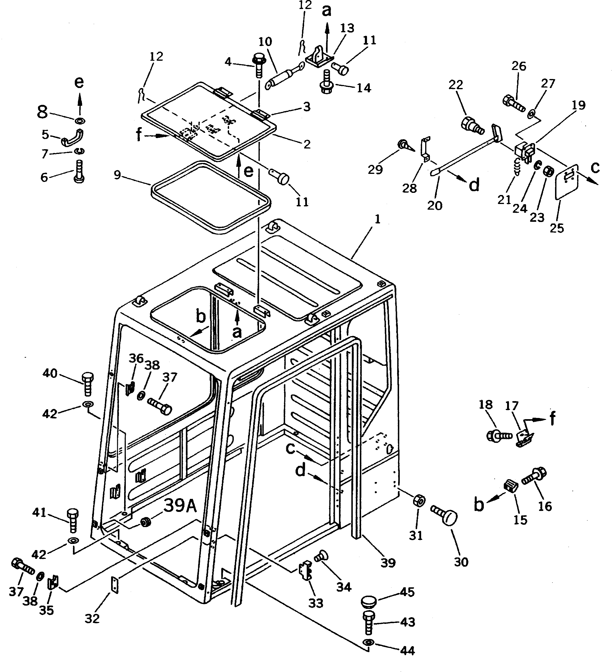 Схема запчастей Komatsu PC410-5 - КАБИНА (/7) (КАБИНА) (ДЛЯ ВЕРХН. ЗАЩИТА)(№-) ЧАСТИ КОРПУСА