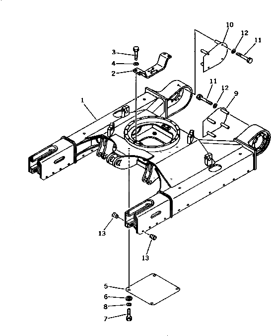 Схема запчастей Komatsu PC45-1 - ГУСЕНИЧНАЯ РАМА (ДЛЯ РЕЗИН. SHOE) ХОДОВАЯ