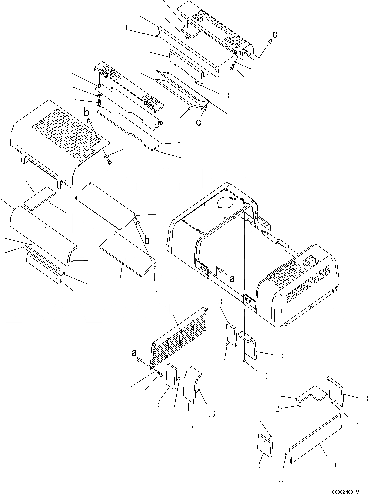 Схема запчастей Komatsu PC450-7E0 - КАПОТ (/)(№-) ЧАСТИ КОРПУСА