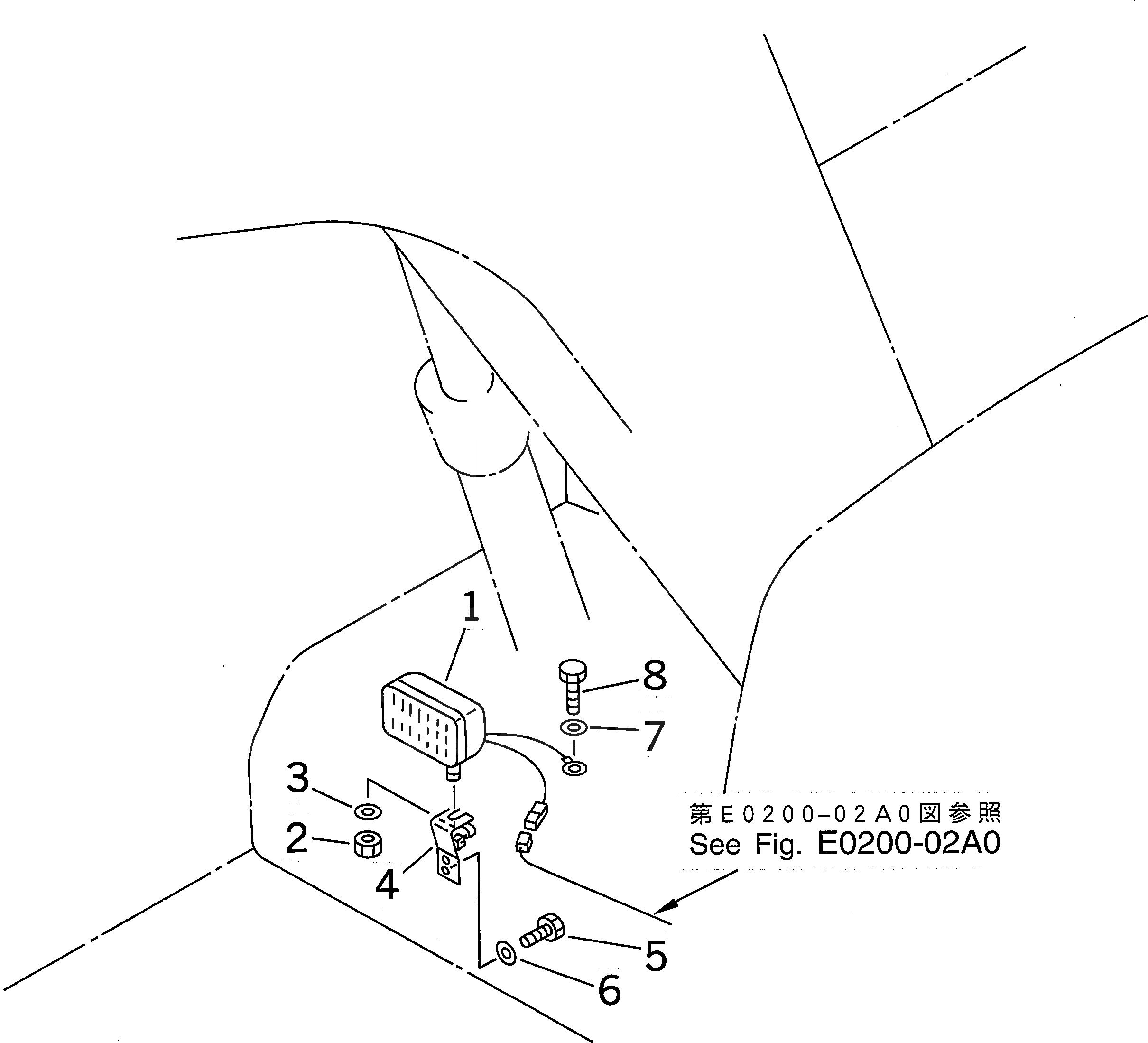 Схема запчастей Komatsu PC450-6K-KE - ЭЛЕКТРОПРОВОДКА (ЛАМПА РАБОЧ. ОСВЕЩЕНИЯ¤ ПЕРЕДН.) ЭЛЕКТРИКА