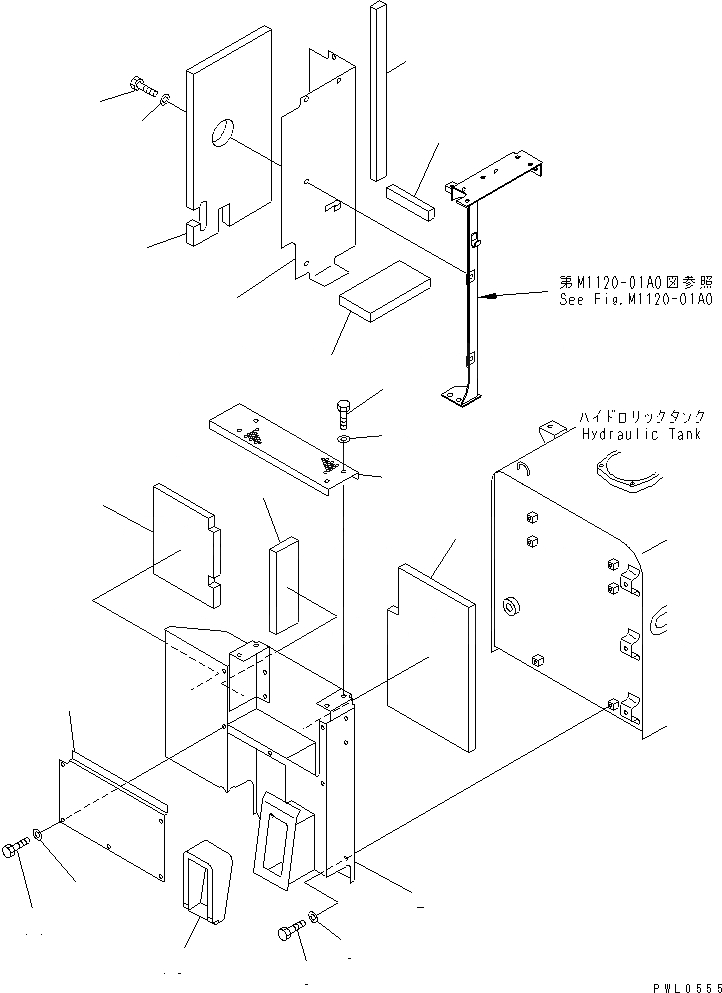 Схема запчастей Komatsu PC450-6K-KE - ПЕРЕГОРОДКА. (КАБИНА ЗАДН.) (С КОНДИЦИОНЕРОМ) ЧАСТИ КОРПУСА
