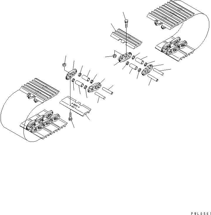 Схема запчастей Komatsu PC450-6K-KE - ГУСЕНИЦЫ (ТРОЙНОЙ ГРУНТОЗАЦЕП. С ОТВЕРСТИЯМИ) (8MM ШИР.) ХОДОВАЯ
