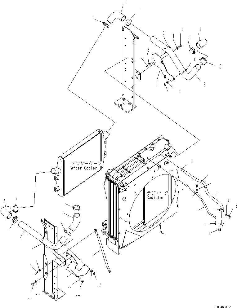 Схема запчастей Komatsu PC450-8 - ОХЛАЖД-Е (ТРУБКИ ПОСЛЕОХЛАДИТЕЛЯ) (№K-) C СИСТЕМА ОХЛАЖДЕНИЯ