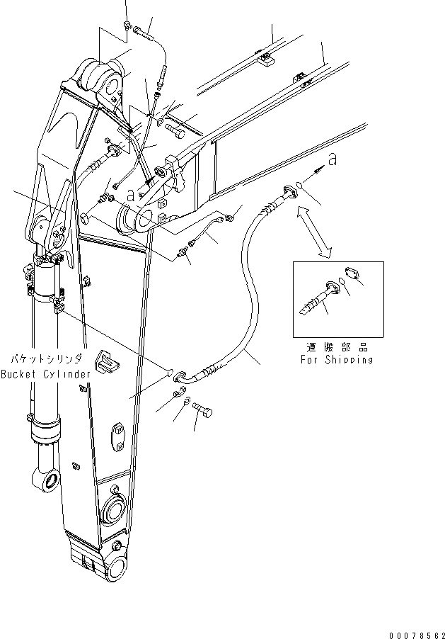 Схема запчастей Komatsu PC450-8 - РУКОЯТЬ (.9M) (ПАТРУБКИ ЦИЛИНДРА КОВША И СИСТЕМА СМАЗКИ) (№K-) T РАБОЧЕЕ ОБОРУДОВАНИЕ