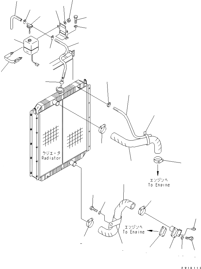 Схема запчастей Komatsu PC450-6 - ОХЛАЖД-Е (СИСТЕМА ТРУБ РАДИАТОРА)(№9-) СИСТЕМА ОХЛАЖДЕНИЯ