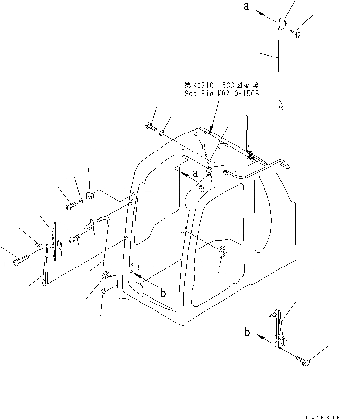 Схема запчастей Komatsu PC450-6 - КАБИНА (ЭЛЕКТР.) (КАРЬЕРН. СПЕЦИФ-Я)(№7-) КАБИНА ОПЕРАТОРА И СИСТЕМА УПРАВЛЕНИЯ