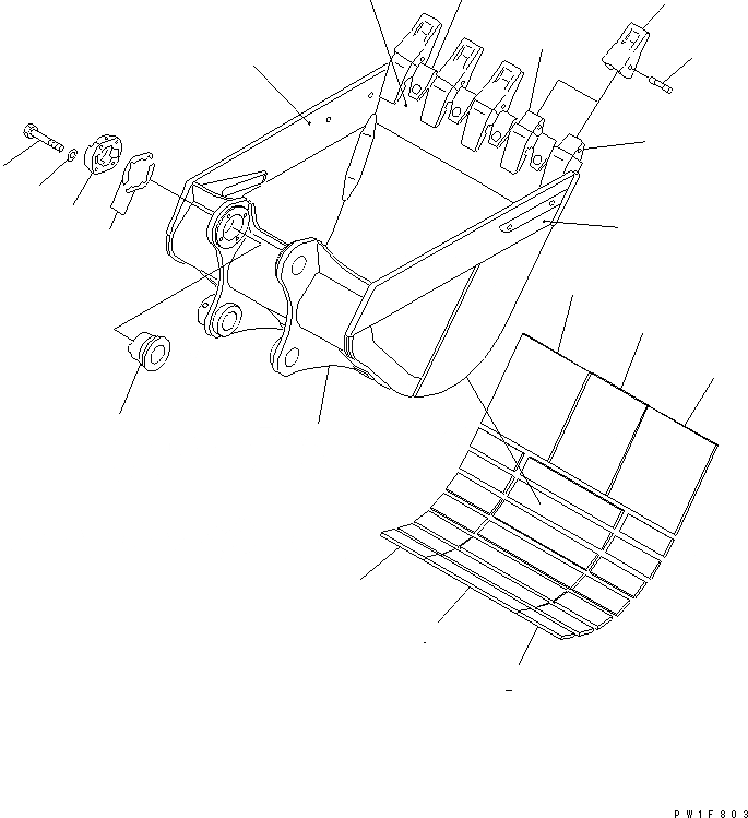 Схема запчастей Komatsu PC450-6 - КОВШ¤ .9M (CECE .7M)¤ 8MM (УСИЛ.) (С РЕГУЛИРОВКОЙ)(№78-) РАБОЧЕЕ ОБОРУДОВАНИЕ