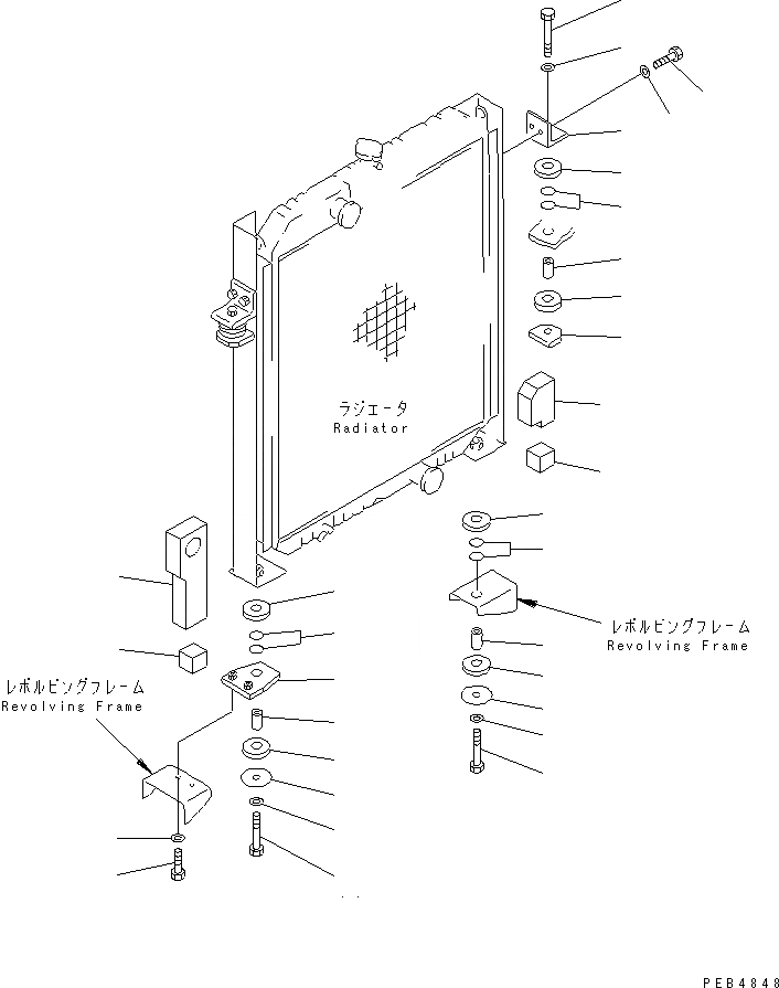 Схема запчастей Komatsu PC450-6K - ОХЛАЖД-Е (КРЕПЛЕНИЕ РАДИАТОРА)(№K-K999) СИСТЕМА ОХЛАЖДЕНИЯ