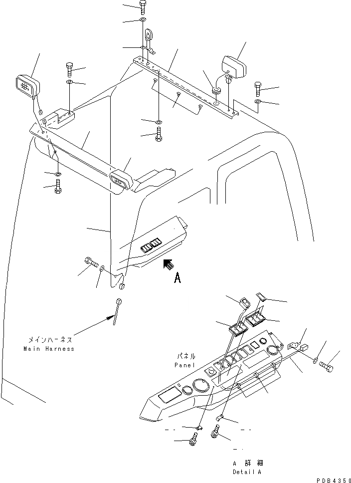 Схема запчастей Komatsu PC450-6K - ДОПОЛН. РАБОЧ. ОСВЕЩЕНИЕ (КАБИНА)(№K-K) ЭЛЕКТРИКА