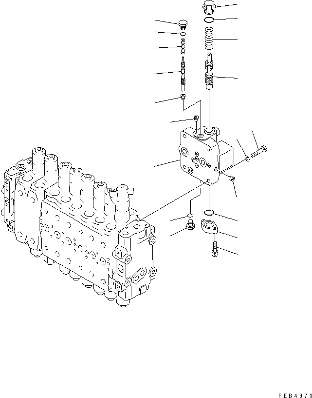 Схема запчастей Komatsu PC450-6K - ОСНОВН. КЛАПАН (8 СЕКЦ.) (/)(№K-K999) ГИДРАВЛИКА