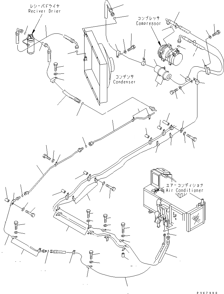 Схема запчастей Komatsu PC450-6K - КОНДИЦ. ВОЗДУХА (ЛИНИЯ ОХЛАЖДЕНИЯS)(№K-K999) КАБИНА ОПЕРАТОРА И СИСТЕМА УПРАВЛЕНИЯ