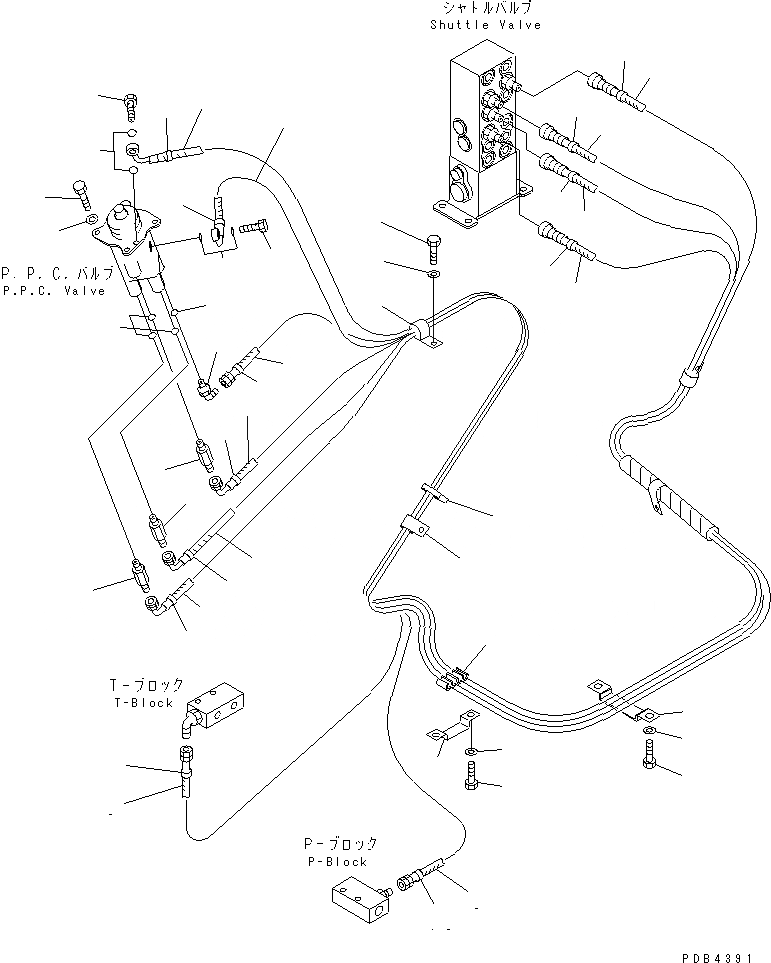 Схема запчастей Komatsu PC450-6K - P.P.C. РАБОЧАЯ ЛИНИЯ (ПАТРУБКИ ПРАВОЙ СТОЙКИ)(№K-K999) КАБИНА ОПЕРАТОРА И СИСТЕМА УПРАВЛЕНИЯ