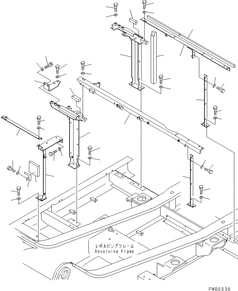 Схема запчастей Komatsu PC450-6K - РАМА (КАБИНА)(№K-K999) ЧАСТИ КОРПУСА