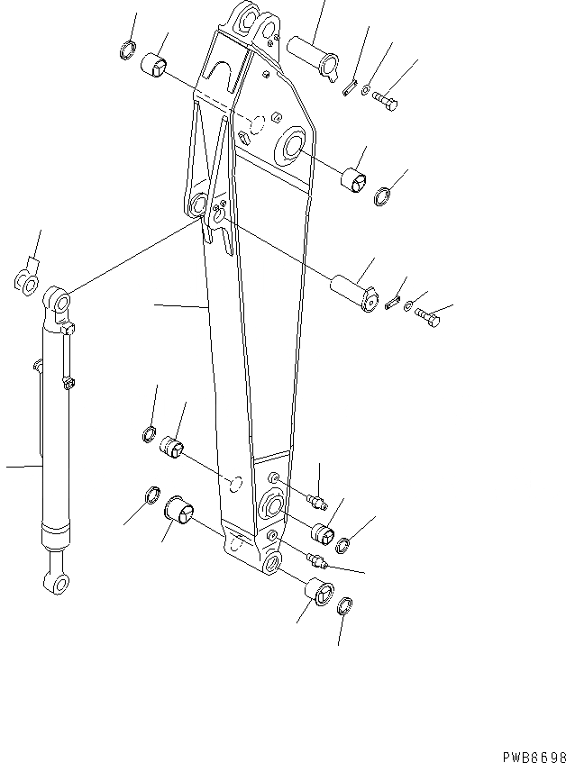 Схема запчастей Komatsu PC450-6K - РУКОЯТЬ (.M) РАБОЧЕЕ ОБОРУДОВАНИЕ