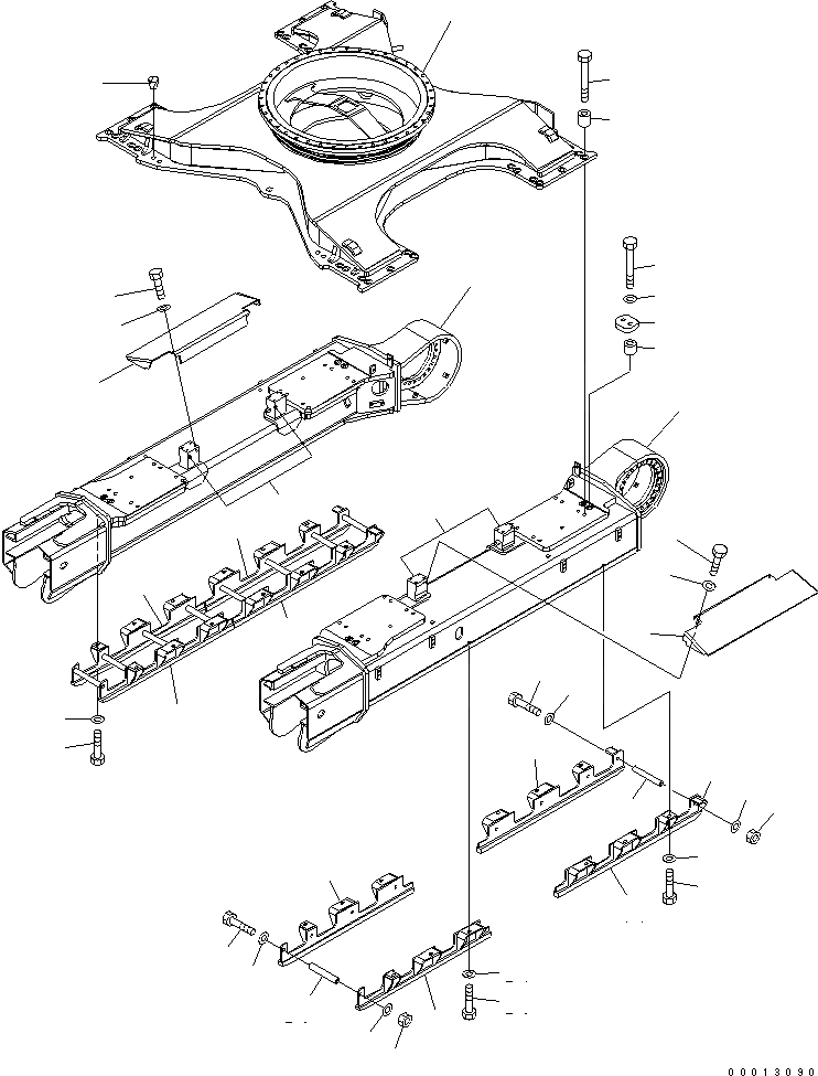 Схема запчастей Komatsu PC450-7 - ГУСЕНИЧНАЯ РАМА (РЕГУЛЯТОР) (ПОЛН. ЗАЩИТА КАТКОВ)(№-9) ХОДОВАЯ