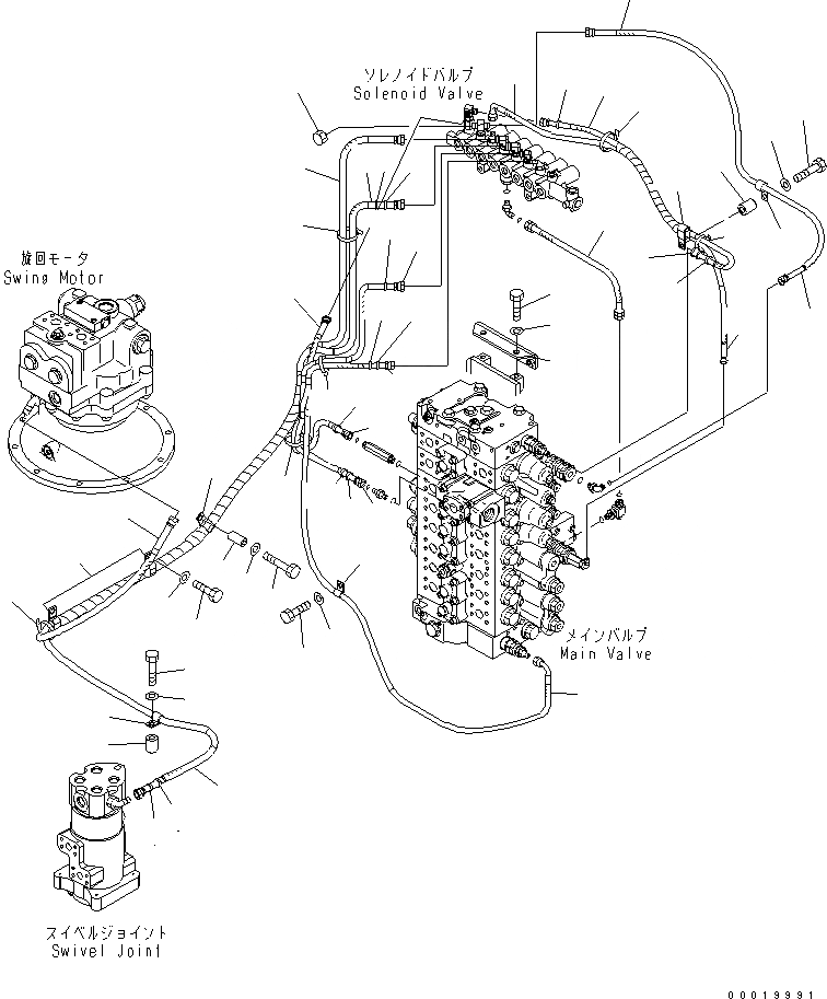 Схема запчастей Komatsu PC450-7K - СОЛЕНОИДНЫЙ КЛАПАН (ПАТРУБКИ И КОРПУС) ГИДРАВЛИКА