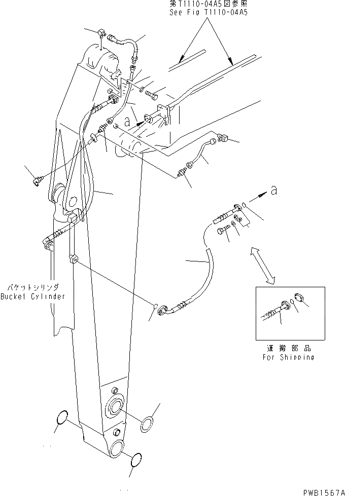 Схема запчастей Komatsu PC450LC-6 - РУКОЯТЬ (.M) (SE) (ПАТРУБКИ ЦИЛИНДРА КОВША И УПЛОТНЕНИЯ) РАБОЧЕЕ ОБОРУДОВАНИЕ
