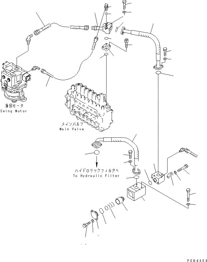 Схема запчастей Komatsu PC450LC-6K - ВОЗВРАТ. ЛИНИЯ(№K-K999) ГИДРАВЛИКА