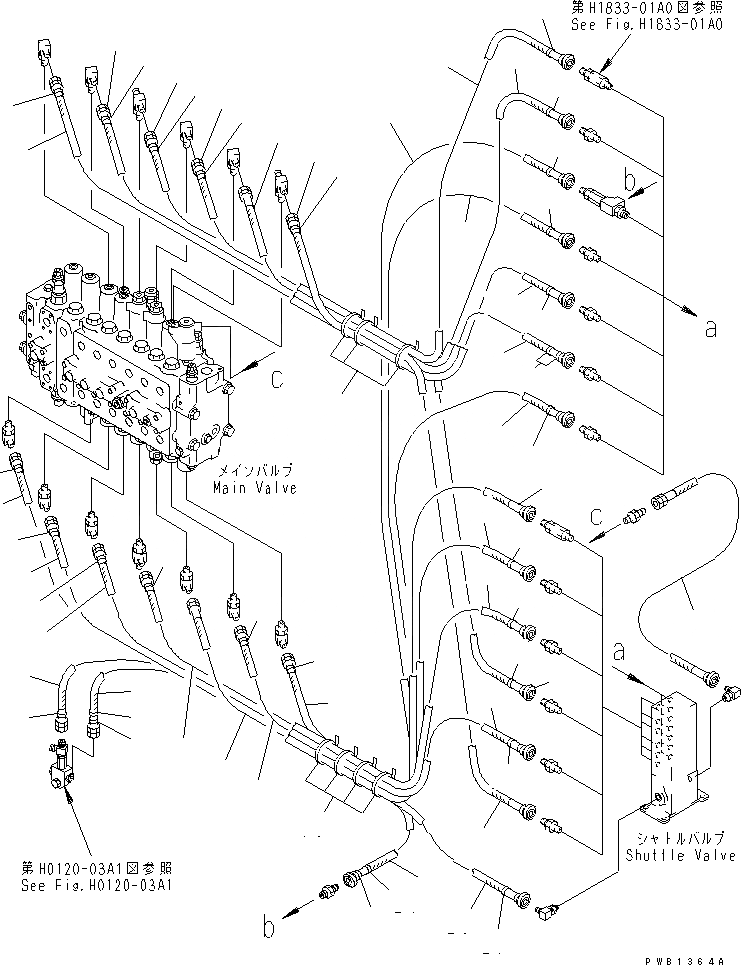 Схема запчастей Komatsu PC450LC-6K - ОСНОВН. ЛИНИЯ PPC (КЛАПАН P.P.C. ЛИНИИ)(№K-K999) ГИДРАВЛИКА