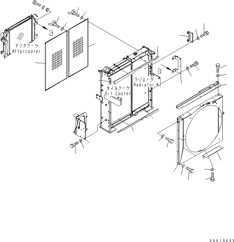 Схема запчастей Komatsu PC450LC-7 - ОХЛАЖД-Е (NET И КОЖУХ) (БЕЗ КОНДИЦ. ВОЗДУХА) СИСТЕМА ОХЛАЖДЕНИЯ