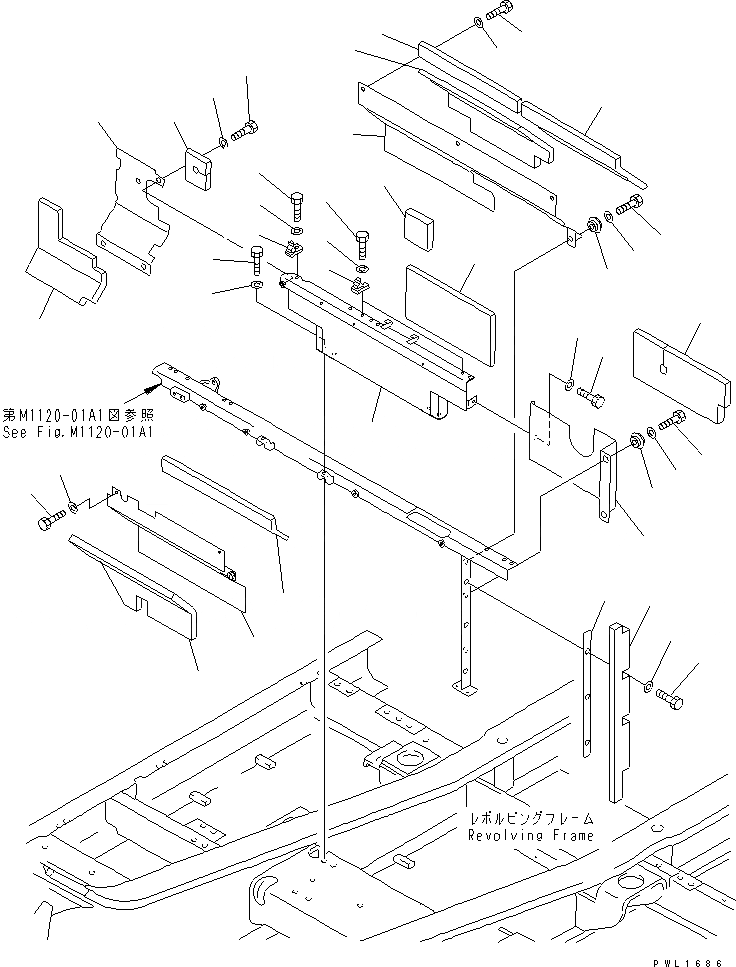 Схема запчастей Komatsu PC450LC-6K-J - ПЕРЕГОРОДКА. (КАБИНА) (ОТСЕК ДВИГАТЕЛЯ ПЕРЕДН.)(№-) ЧАСТИ КОРПУСА