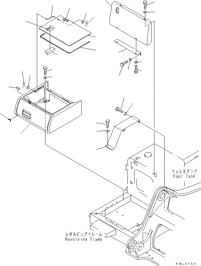 Схема запчастей Komatsu PC450LC-6K-J - АККУМУЛЯТОРН. ОТСЕК(№-) ЧАСТИ КОРПУСА